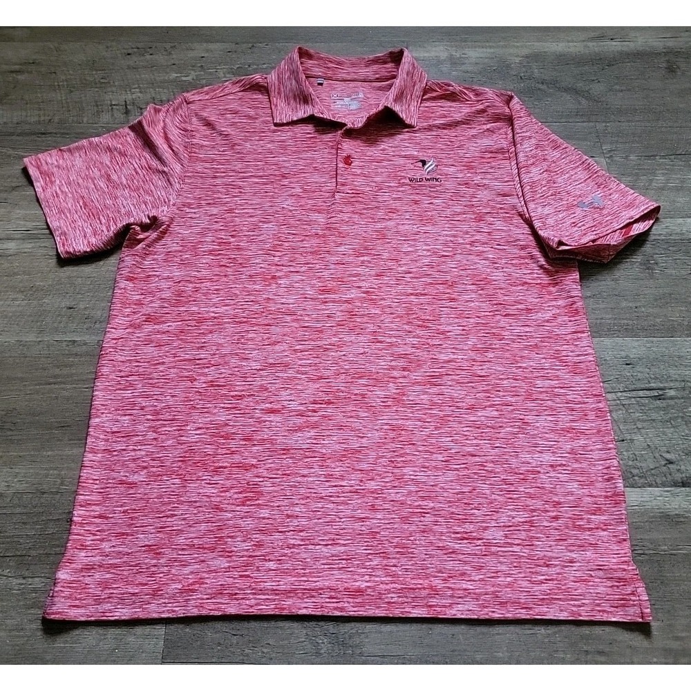Under‎ Armour Polo Shirt Mens Large Red Loose Heatgear Short Sleeve Wild Wing
